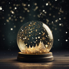 Fototapeta na wymiar Snow globe with a golden winter scene AI Generated