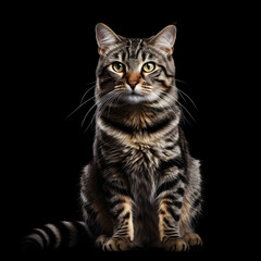 Fototapeta premium Cat view from the side, isolated background. Generative AI For Study Learning Education Children School Books Homework Classroom Reading Writing