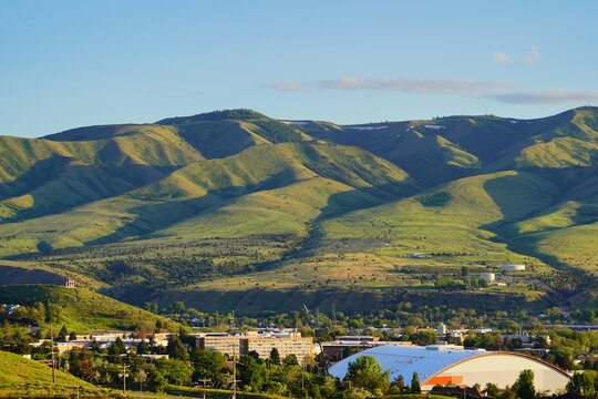 Landscape of Idaho state University campus and city Pocatello in the state of Idaho