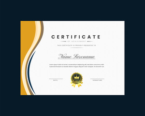 certificate design template, 
certificate of achievement Modern template Gradient golden luxury premium Vector Design 