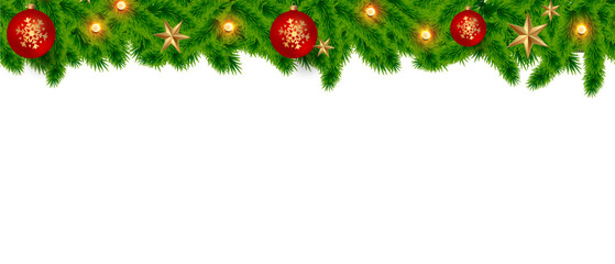 Fototapeta na wymiar decorative christmas wreath border for christmas tree elements transparent png