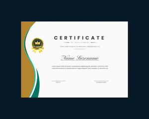 certificate design template, 
certificate of achievement Modern template Gradient golden luxury premium Vector Design 