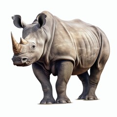 Obraz premium a rhinoceros jumping on isolate white background Generative ai
