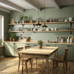 Interior of modern minimalist Scandavian kitchen
