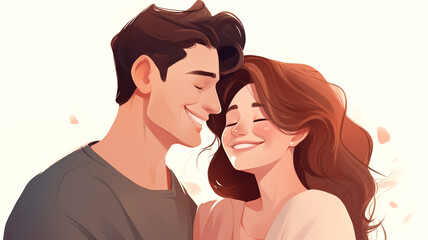 Obraz premium Witness the sheer happiness in the embrace of a smiling couple, beautifully captured in this portrait.