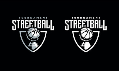 Modern basketball logo template. Streetball tournament illustration.
