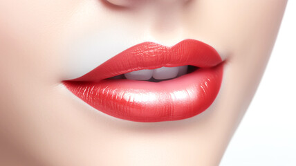 Fototapeta premium A captivating close-up of a woman's lips adorned with ombre lipstick, showcasing beauty and makeup artistry