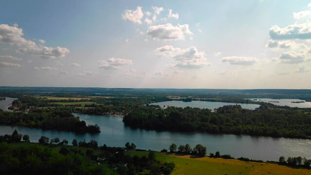 The Seine river with the Lake of Mesnil and the Lake of Deux amants