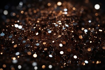 Abstract background with bokeh defocused lights and stars. Chocolate Glitter Background for Christmas or Special Occasion. 