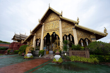 Fototapeta na wymiar Lamphun, Thailand - August 28, 2023: Wat Phra That Hariphunchai is a Buddhist temple in Lamphun, Thailand. Public Domain
