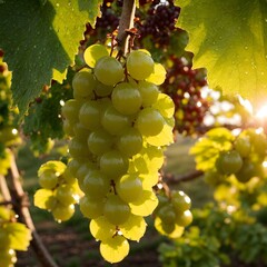 Grapes on vine. Generative AI.