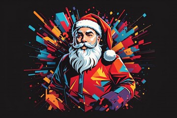 Santa with colorful background 
