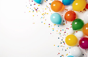 A delightful assortment of colorful balloons, perfect for adding a touch of joy to any backdrop or artwork on white background. Generative AI.