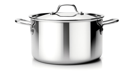 Enhance your culinary endeavors with a shiny stainless steel cooking pot on a stove—an essential piece of kitchen equipment for versatile cooking and food preparation.