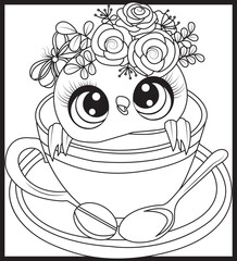 OWL FLOWER CUP METAL WALL ART LASER CUT