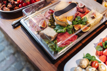 Delicious buffet at a garden party wedding reception