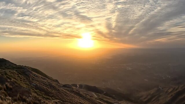 Time lapse sunset on majestic mountain, in Merlo, San Luis, Argentina.