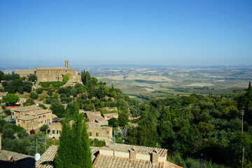 Fototapeta na wymiar Val d'Orcia view from Montalcino village, Tuscany, Italy