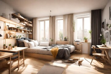 Transform a small studio apartment into a space-saving paradise