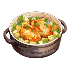 Chicken Pot Pie Watercolor – Delicious Homemade Dish Illustration