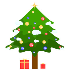 Christmas tree,Gift box on Chrismas, Xmas and new year's present gift.