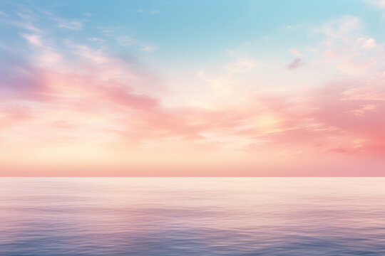 Fototapeta Soft pastel sunset over the ocean. Calming background. Generative AI