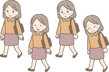 歩く若い女性（私服）