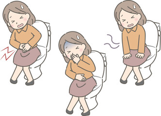 トイレで苦しむ若い女性（私服）