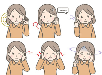 耳に異常がある若い女性（私服）