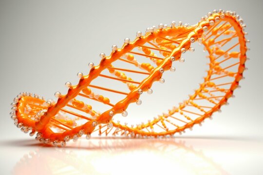 An isolated image of an orange DNA concept. Generative AI