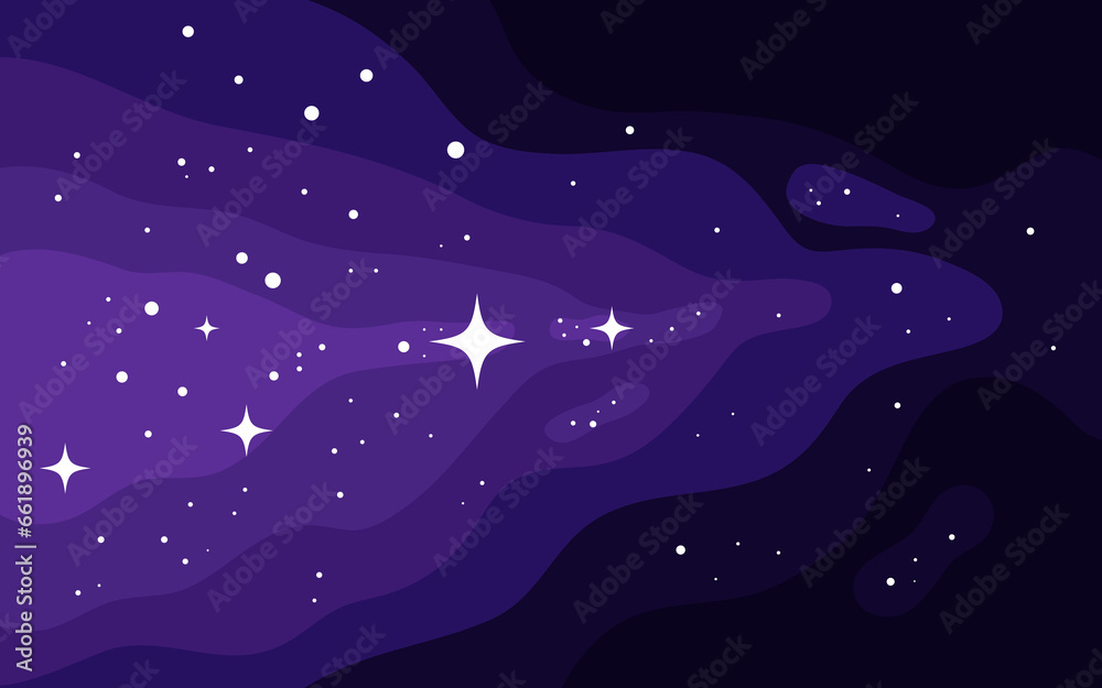 Poster vector space background . cute flat style template with stars in outer space