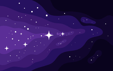 Vector space background . Cute flat style template with Stars in Outer space