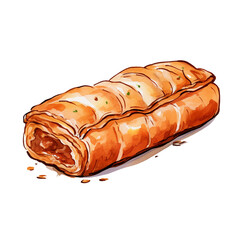 Sausage Roll Watercolor Art - Delicious Hand-Painted Food Illustration