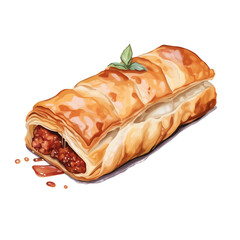Sausage Roll Watercolor Art - Delicious Hand-Painted Food Illustration