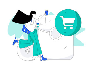 Use red envelopes to attract new customers and promote activity. Flat vector character concept illustration
