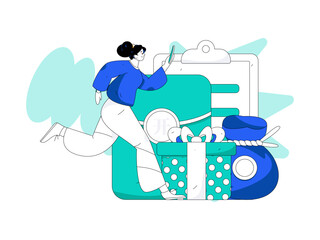 Use red envelopes to attract new customers and promote activity. Flat vector character concept illustration
