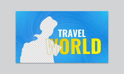 Travel youtube template web banner design. Agency online business video cover premium template
