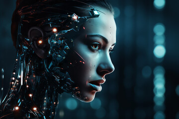 Menschenähnliche künstliche Intelligenz Illustration, Generative AI	
