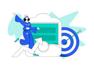 Use red envelopes to attract new customers and promote activity. Flat vector character concept illustration
