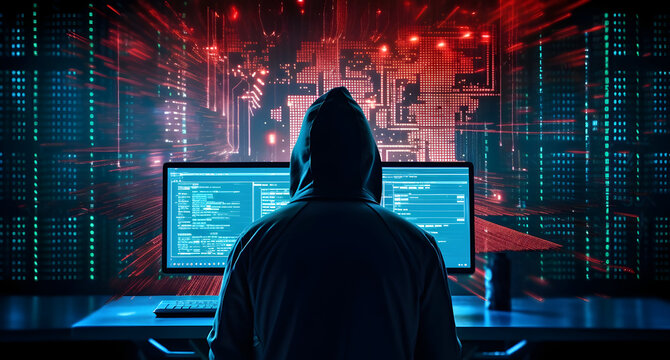 hacker hacking wearing hoodie