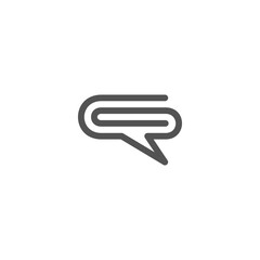 The logo is a paper clip outline. In the form of a chat symbol.