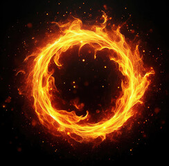 Ring of fire isolated on a black background. - obrazy, fototapety, plakaty
