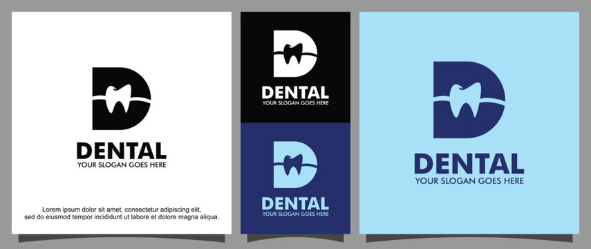 Letter D and teeth dental logo template
