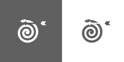 The logo is spiral in shape. Snake hunter. Unique and elegant. - obrazy, fototapety, plakaty