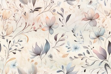 hand drawn botanical floral pattern for spring season