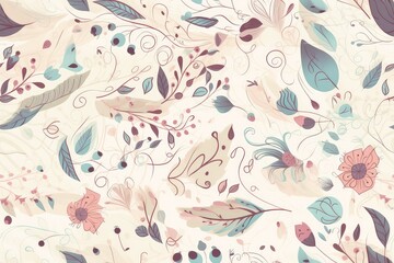 Fototapeta premium hand drawn botanical flower pattern in watercolor style