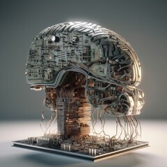 Fototapeta na wymiar futuristic robotics human head concept a cybernetic automation