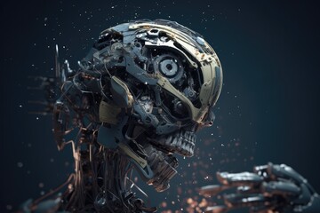 Fototapeta premium futuristic technology AI humanoid robotics demolition