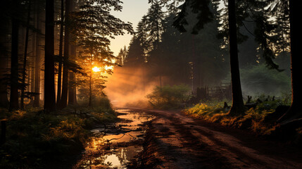 Silent Sunrise: A tranquil forest clearing where an individual is deep in morning prayer at the break of day.