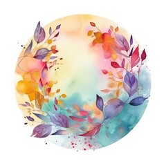 beautiful watercolor blossom floral blank frame background
